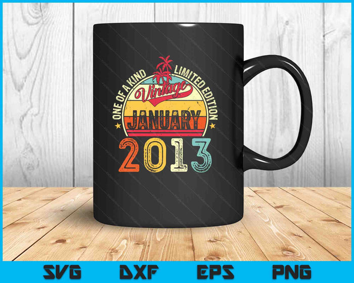 Vintage 12th Birthday Gift Vintage January 2013 SVG PNG Digital Printable Files