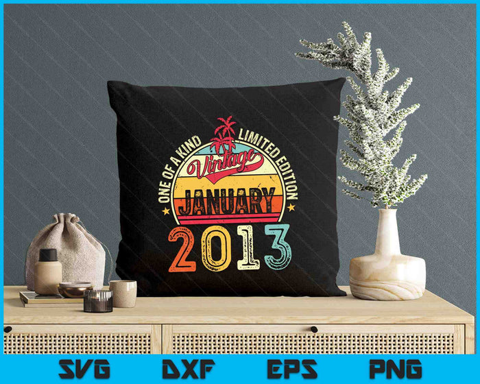 Vintage 12th Birthday Gift Vintage January 2013 SVG PNG Digital Printable Files