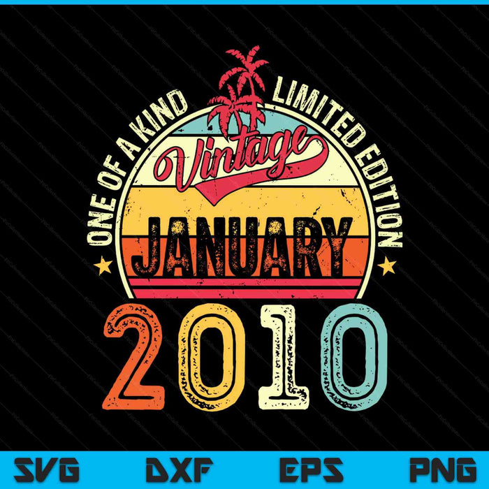 Vintage 15th birthday January 2010 SVG cut file