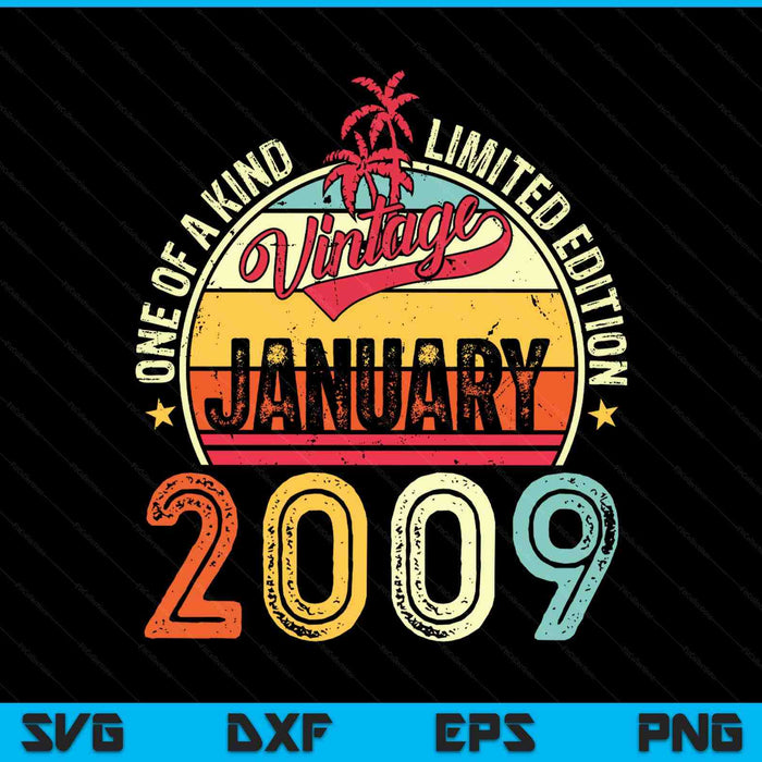 Vintage 16th birthday January 2009 SVG cut file