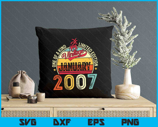 Vintage 18th Birthday Gift Vintage January 2007 SVG PNG Digital Printable Files