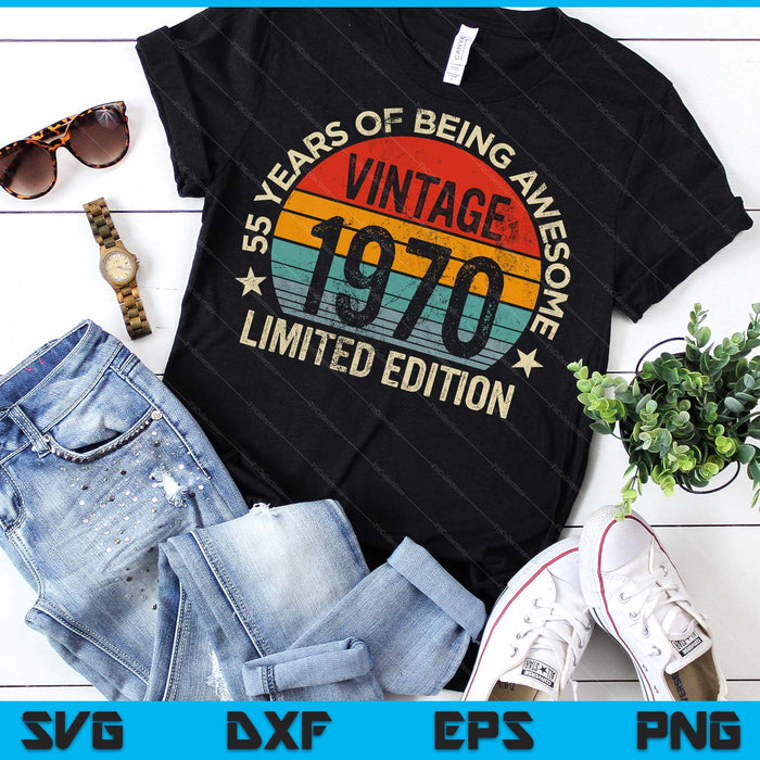Vintage 1970 Limited Edition 55-Year-Old Gifts 55th Birthday SVG PNG Digital Printable Files