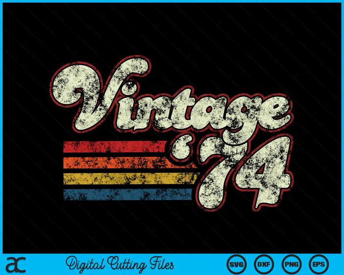 Vintage 1974 50 verjaardag SVG PNG digitale snijbestanden