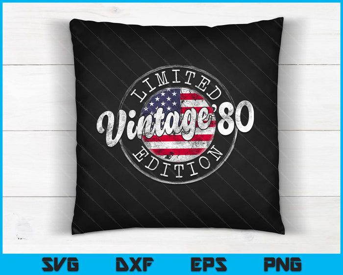 Vintage 1980 Flag Stamp 44th Birthday Gifts 44 Year Old SVG PNG Digital Cutting Files