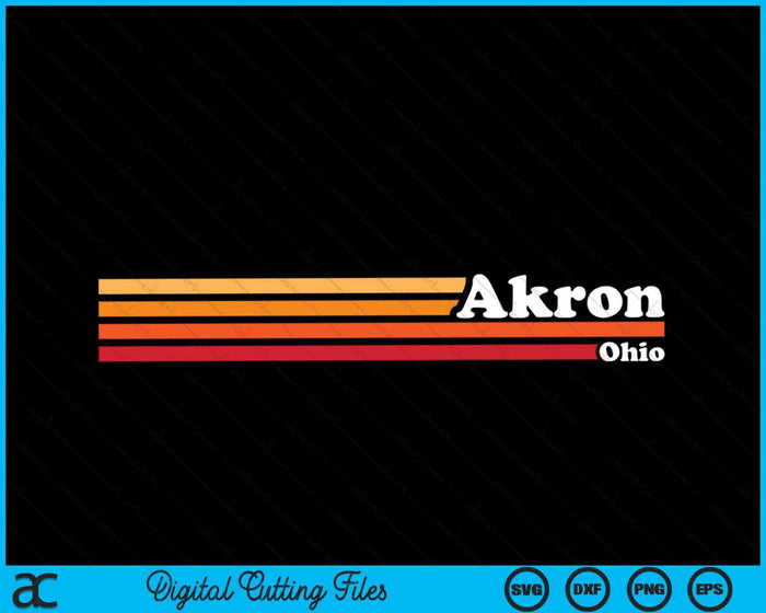 Vintage 1980s estilo gráfico Akron Ohio SVG PNG cortando archivos imprimibles