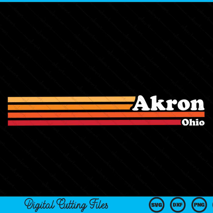 Vintage 1980s estilo gráfico Akron Ohio SVG PNG cortando archivos imprimibles