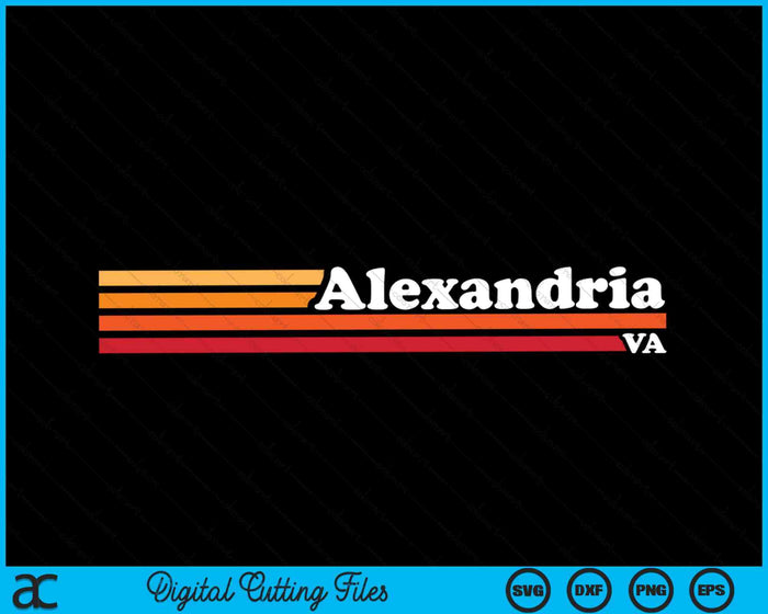 Vintage 1980s estilo gráfico Alexandria Virginia SVG PNG cortando archivos imprimibles