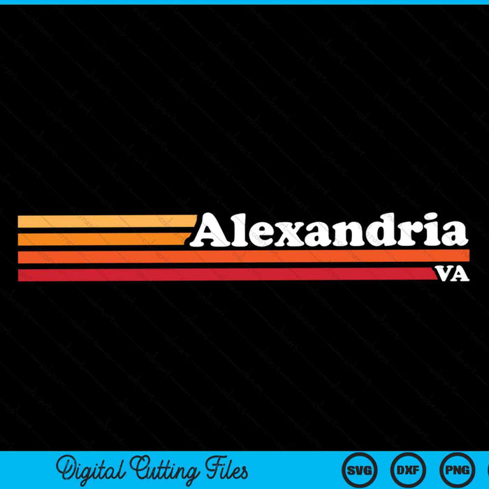 Vintage 1980s Graphic Style Alexandria Virginia SVG PNG Cutting Printable Files