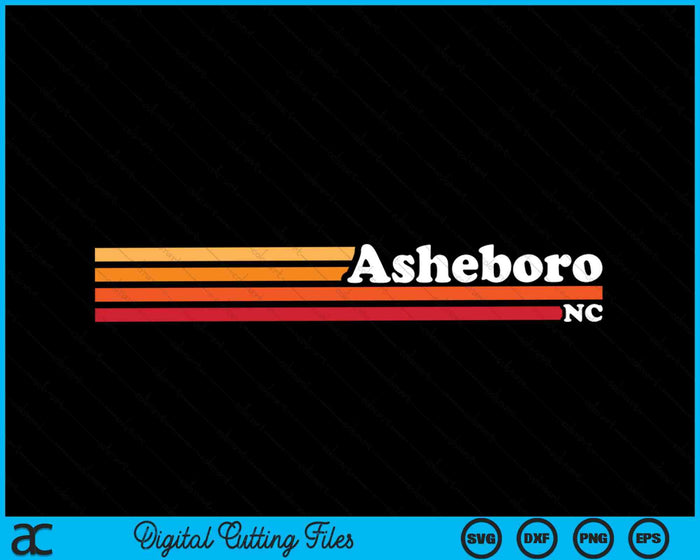 Vintage jaren 1980 grafische stijl Asheboro North Carolina SVG PNG digitale snijbestanden