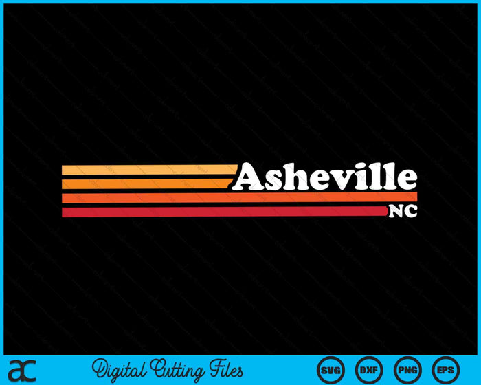 Vintage 1980s estilo gráfico Asheville Carolina del Norte SVG PNG cortando archivos imprimibles