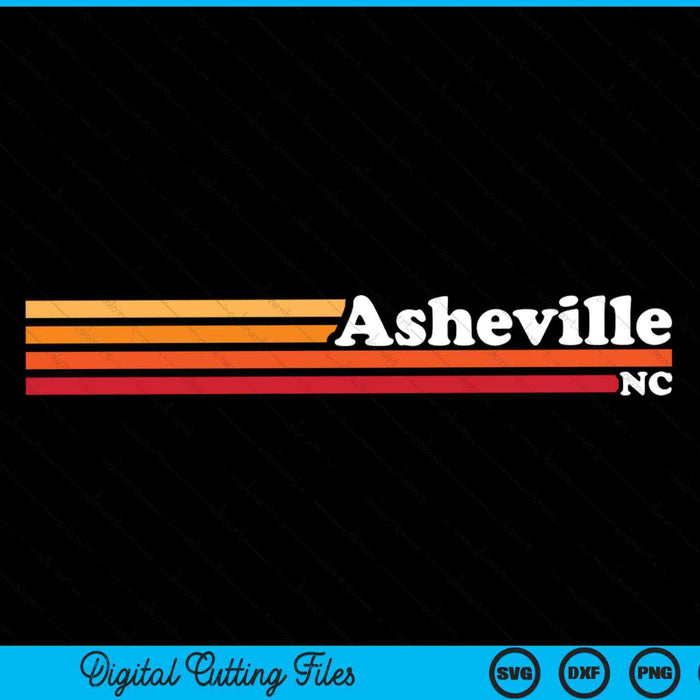 Vintage 1980s estilo gráfico Asheville Carolina del Norte SVG PNG cortando archivos imprimibles
