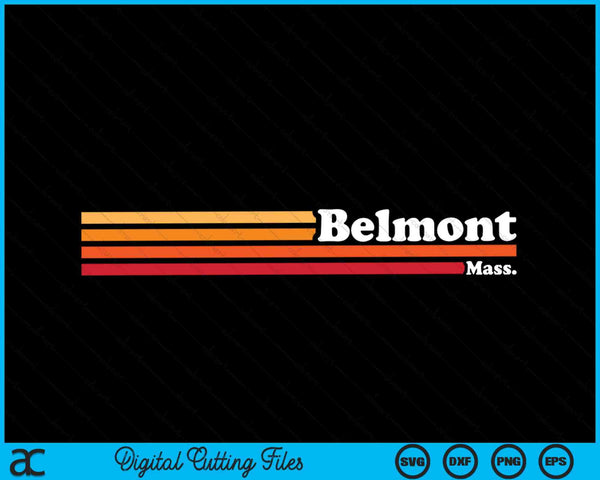 Vintage 1980s style belmont Massachusetts SVG cut file