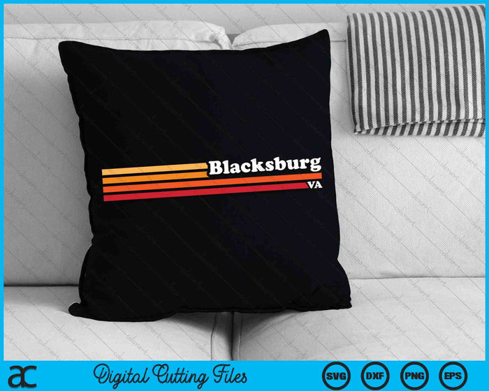 Vintage jaren 1980 grafische stijl Blacksburg Virginia SVG PNG digitale snijbestanden