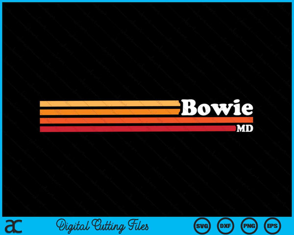 Vintage 1980s Graphic Style Bowie Maryland SVG PNG Digital Cutting Files