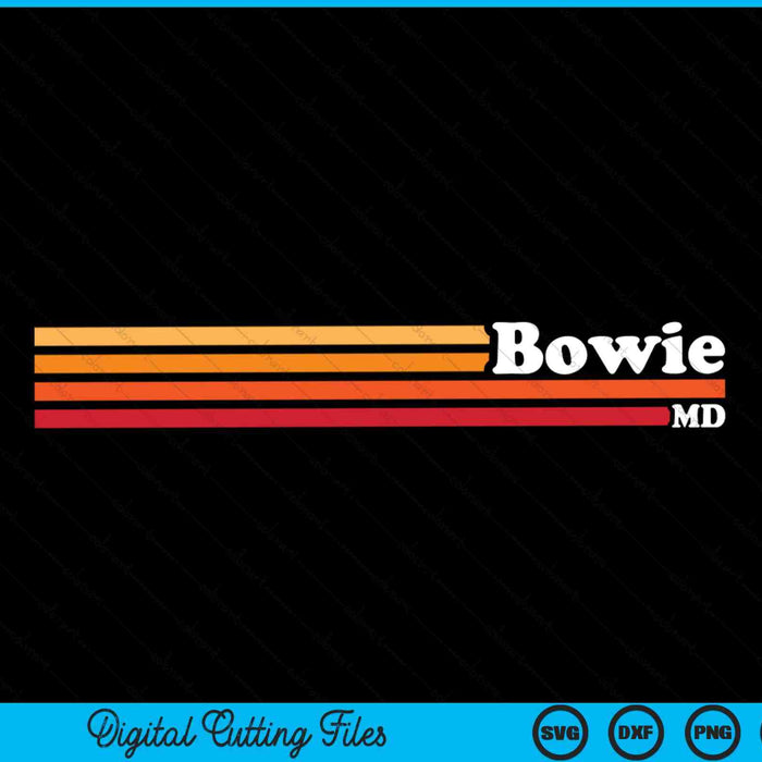 Vintage jaren 1980 grafische stijl Bowie Maryland SVG PNG digitale snijbestanden