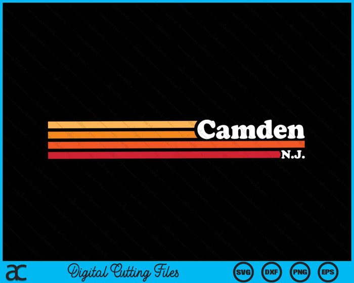 Vintage 1980s Graphic Style Camden New Jersey SVG PNG Digital Cutting Files