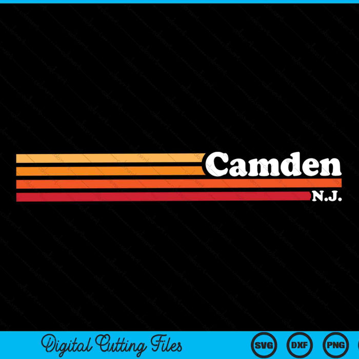 Vintage 1980s Graphic Style Camden New Jersey SVG PNG Digital Cutting Files