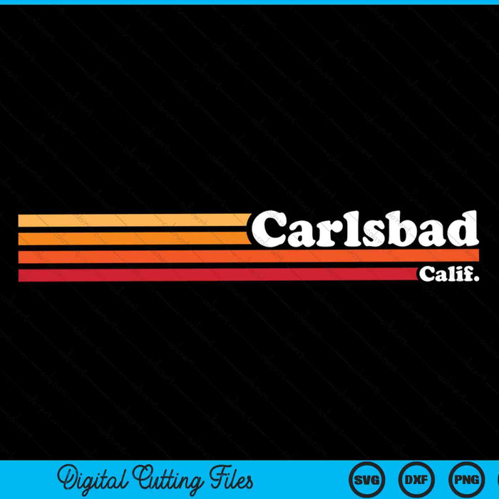 Vintage jaren 1980 grafische stijl Carlsbad Californië SVG PNG snijden afdrukbare bestanden