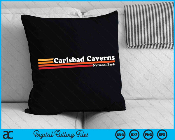 Vintage 1980s estilo gráfico Parque Nacional de las Cavernas de Carlsbad SVG PNG cortando archivos imprimibles