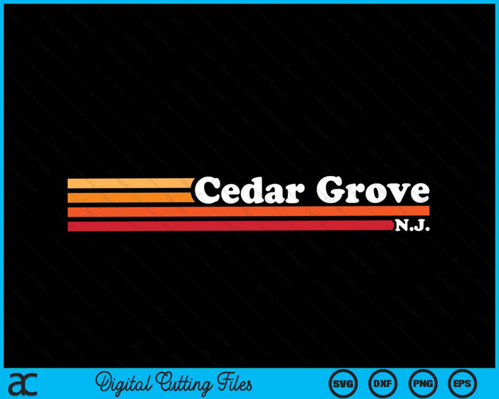 Vintage 1980s Graphic Style Cedar Grove New Jersey SVG PNG Digital Cutting Files