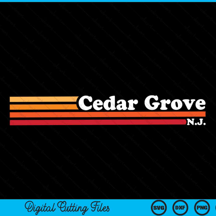 Vintage 1980s Graphic Style Cedar Grove New Jersey SVG PNG Digital Cutting Files