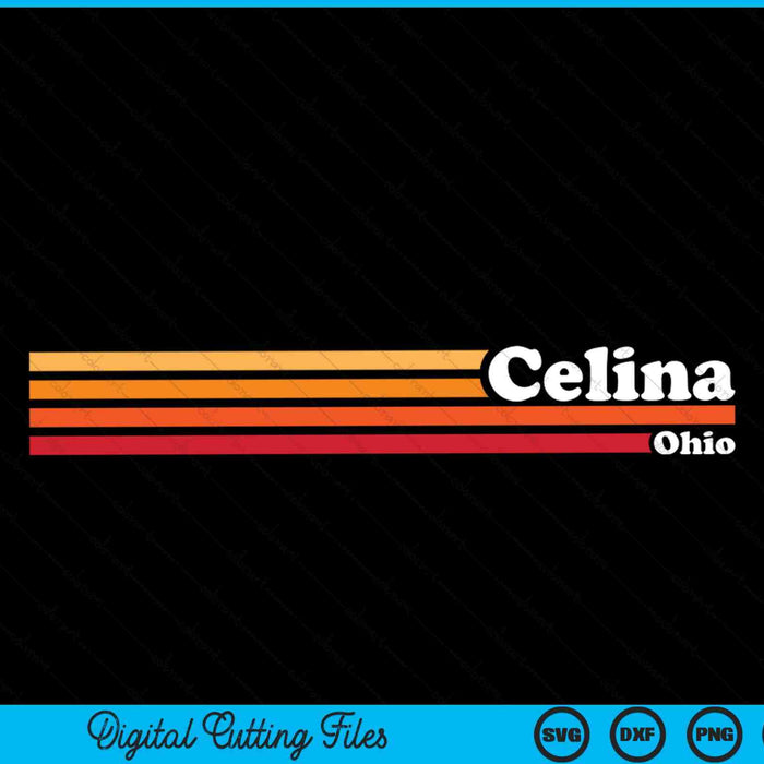 Vintage 1980s estilo gráfico Celina Ohio SVG PNG cortando archivos imprimibles