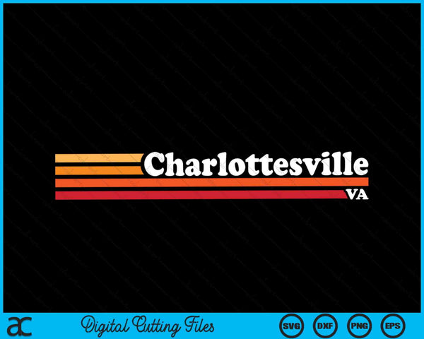 Vintage jaren 1980 grafische stijl Charlottesville Virginia SVG PNG digitale snijbestanden