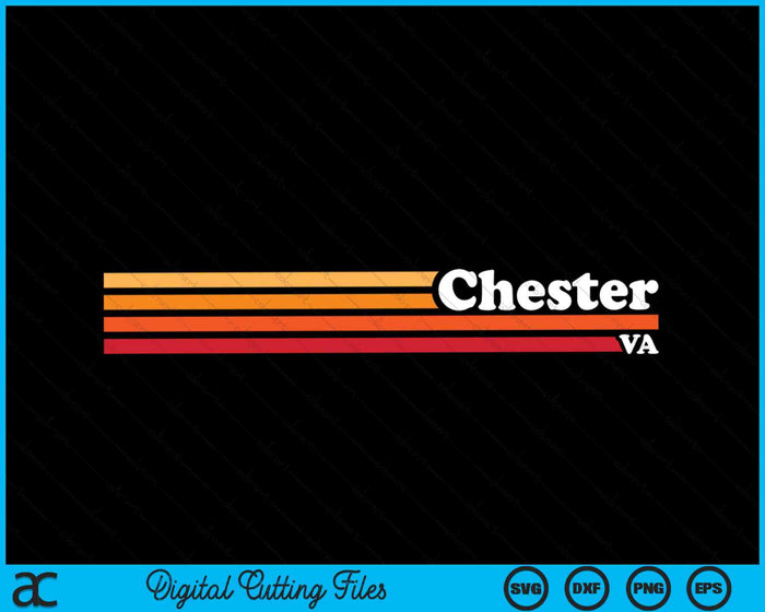 Vintage jaren 1980 grafische stijl Chester Virginia SVG PNG digitaal snijden-bestand