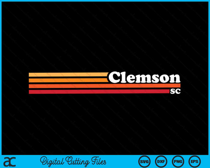 Vintage 1980s estilo gráfico Clemson Carolina del Sur SVG PNG cortando archivos imprimibles