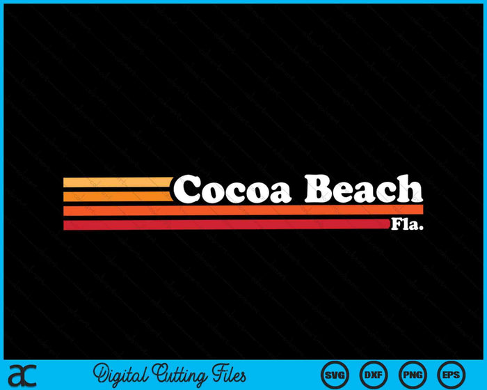 Vintage 1980s estilo gráfico Cocoa Beach Florida SVG PNG Archivo de corte digital