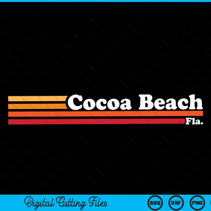Vintage 1980s estilo gráfico Cocoa Beach Florida SVG PNG Archivo de corte digital