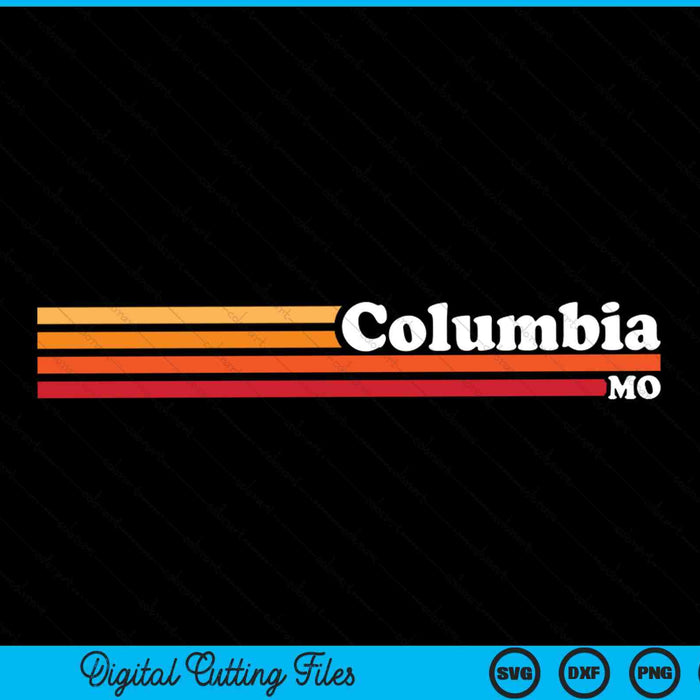 Vintage jaren 1980 grafische stijl Columbia Missouri SVG PNG digitaal snijden-bestand