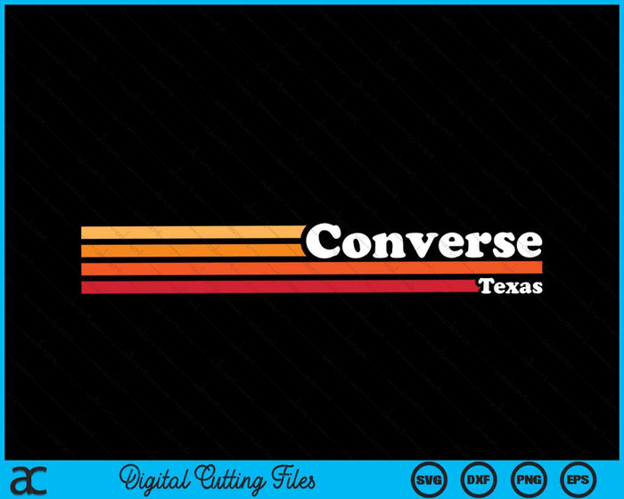 Vintage 1980s Graphic Style Converse Texas SVG PNG Digital Cutting File