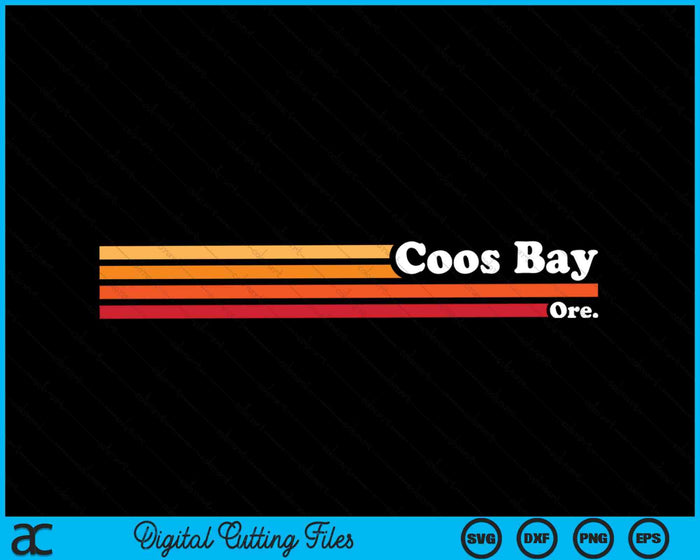 Vintage 1980s Graphic Style Coos Bay Oregon SVG PNG Digital Cutting File
