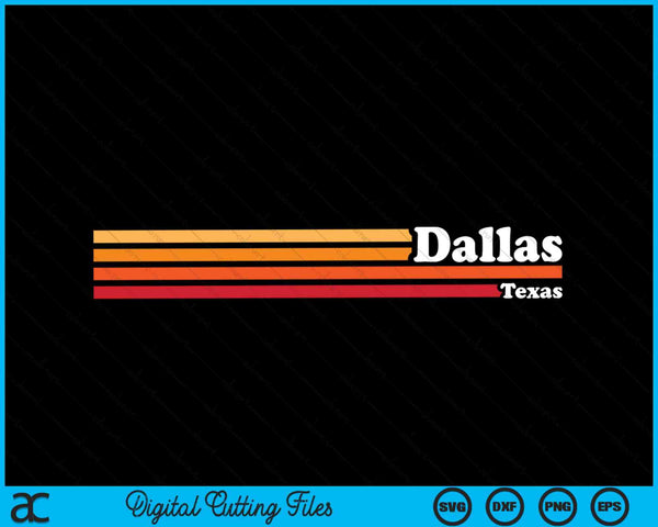 Vintage 1980s Estilo gráfico Dallas Texas SVG PNG Archivo de corte digital