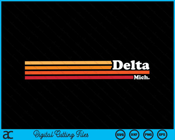 Vintage 1980s Graphic Style Delta Michigan SVG PNG Digital Cutting File