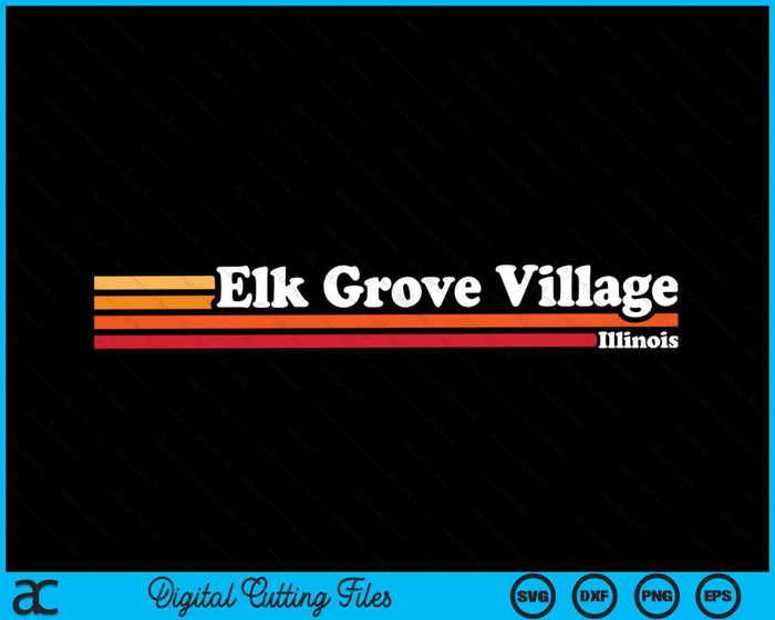 Vintage jaren 1980 grafische stijl Elk Grove Village Illinois SVG PNG digitale snijbestanden