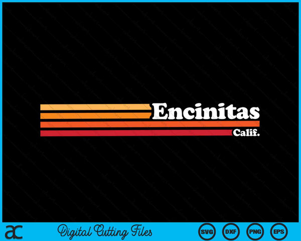 Vintage 1980s Graphic Style Encinitas California SVG PNG Digital Cutting Files