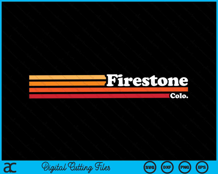 Vintage jaren 1980 grafische stijl Firestone Colorado SVG PNG digitale snijbestanden