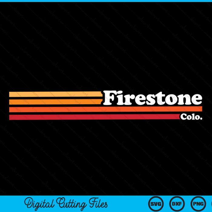 Vintage jaren 1980 grafische stijl Firestone Colorado SVG PNG digitale snijbestanden