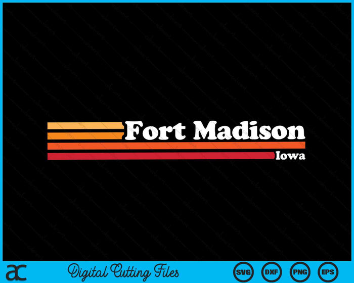 Vintage jaren 1980 grafische stijl Fort Madison Iowa SVG PNG digitale snijbestanden