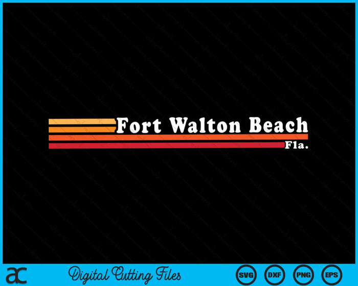 Vintage 1980s estilo gráfico Fort Walton Beach Florida SVG PNG cortando archivos imprimibles