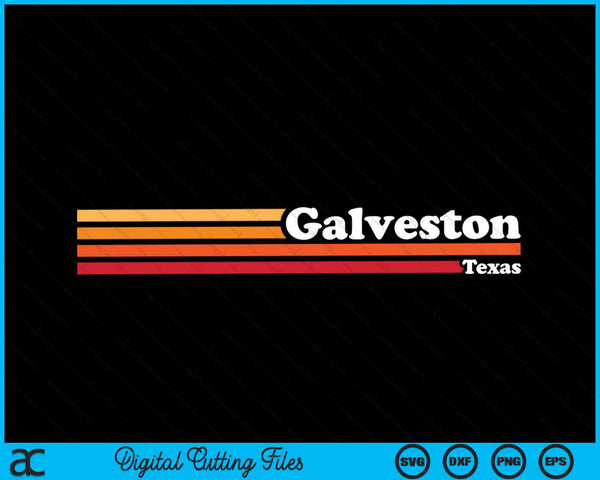 Vintage 1980s Graphic Style Galveston Texas SVG PNG Digital Cutting Files