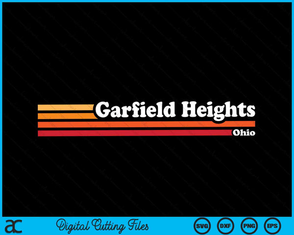 Vintage 1980s Graphic Style Garfield Heights Ohio SVG PNG Digital Cutting Files