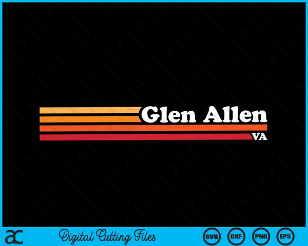 Vintage 1980s Graphic Style Glen Allen Virginia SVG PNG Digital Cutting Files