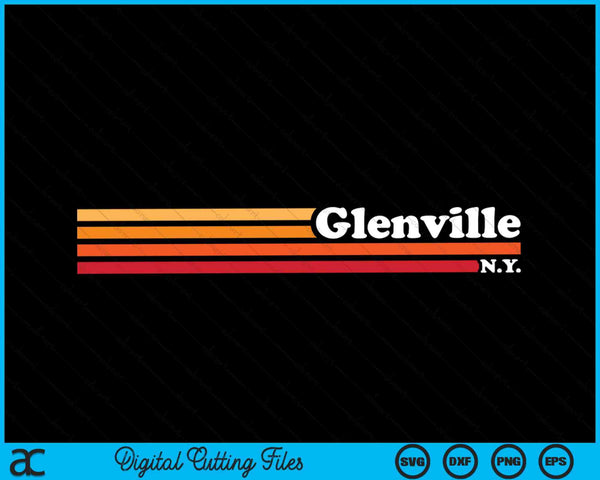Vintage 1980s Graphic Style Glenville New York SVG PNG Digital Cutting Files