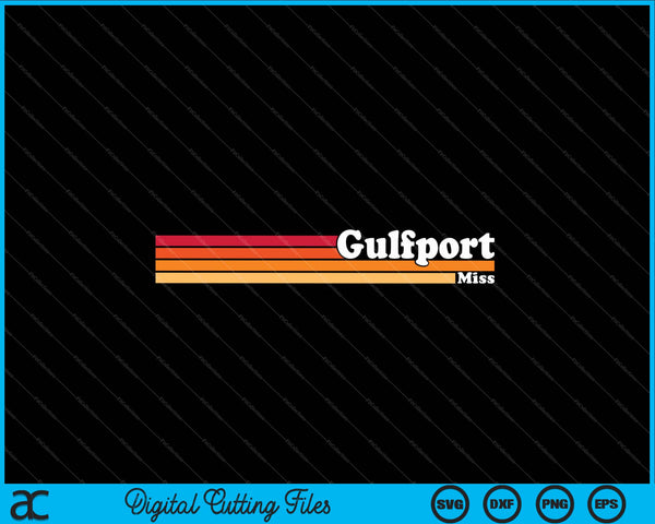 Vintage 1980s Estilo gráfico Gulfport Mississippi SVG PNG Archivos de corte digital