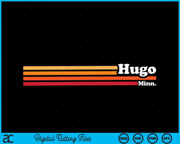 Vintage 1980s Graphic Style Hugo Minnesota SVG PNG Cutting Printable Files