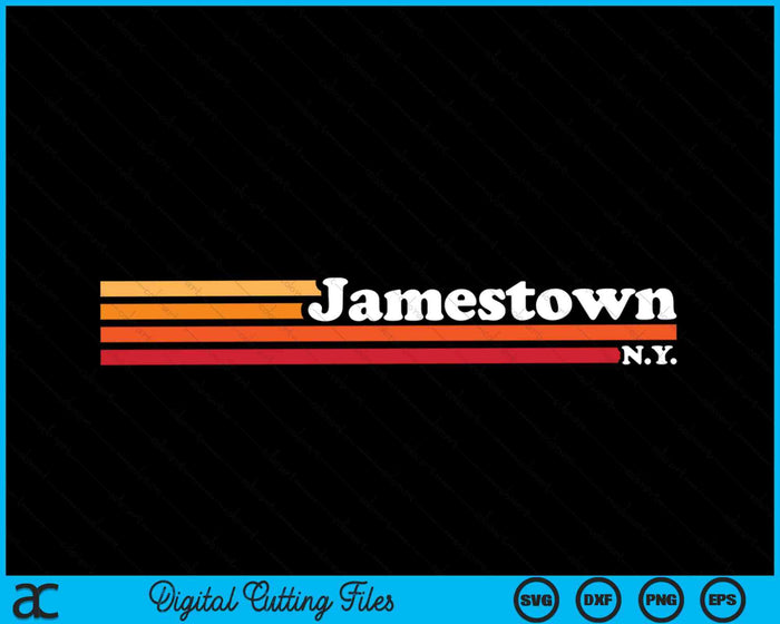 Vintage 1980s estilo gráfico Jamestown Nueva York SVG PNG cortando archivos imprimibles