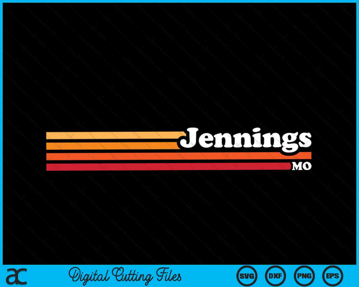 Vintage jaren 1980 grafische stijl Jennings Missouri SVG PNG snijden afdrukbare bestanden